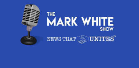 The Mark White Show logo. Text underneath says News that Unites