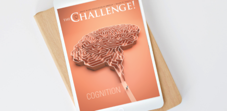 The Challenge Vol. 15 Iss. 1 on Cognition digital issue displayed on a tablet