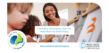 Image showcasing More Than My Brain Injury campaign social graphics. Graphic represents someone who sustained a concussion.
