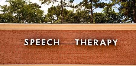 building with a speech therapy sign